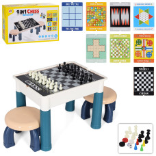 Настільная ігра S5513 (12шт) 9в1,столик38-28-29,5см,стул,шахмати,шашки,фишки,в кор-ке, 43-29-11,5см