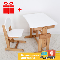 Комплект парта ARINWOOD Совеня Бук Білий парта та стілець регульовані 04-031WHITE