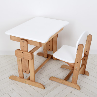 Комплект парта ARINWOOD Совеня Бук Білий парта та стілець регульовані 04-031WHITE
