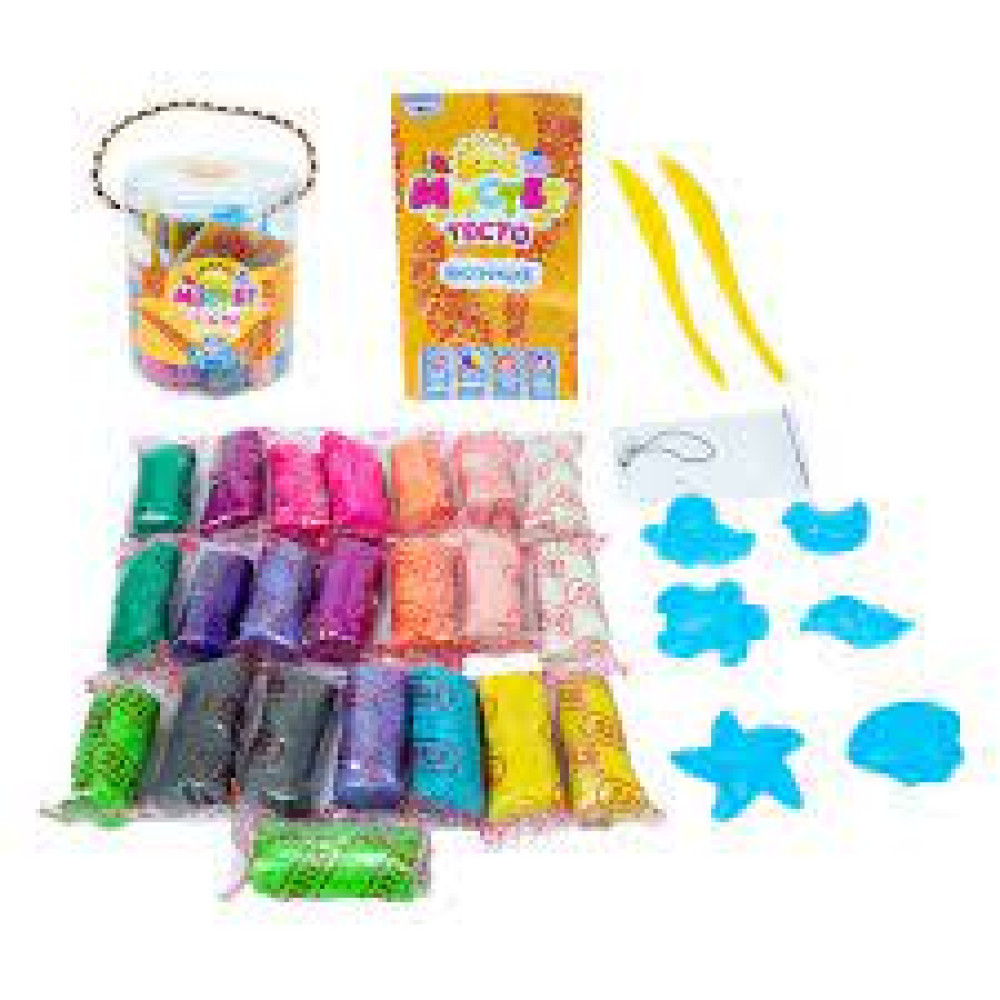 Набір тіста для ліпки 71811 (укр) Містер тісто 22 кольори з блискітками, у блістері 11*13см