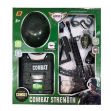 Набрі Зброї HT-1 (12шт) военн,жилет,каска,автомат(трещ),очки,часы,рац,гран,в кор-ке,48-50-12см