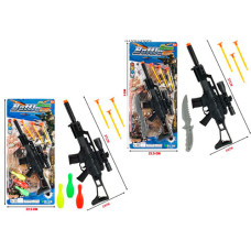 Автомат 0110-0110-1 (120шт)37см,нож,пули-присоски 3шт,кегли 3шт, 2вида, на листе 50-22,5-3см