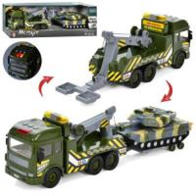 Трейлер RJ3367 (9шт)інерция, 29см,танк 21см,звук,світло резинові  колеса,в кор-ке 58-17,5-12см