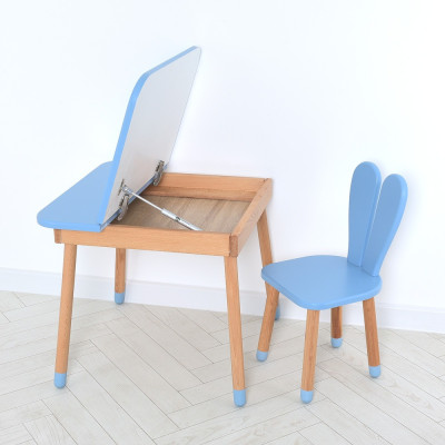 Комплект ARINWOOD Зайчик Desk з ящиком Пастельно синій (столик + стілець) 04-025BLAKYTN-DESK
