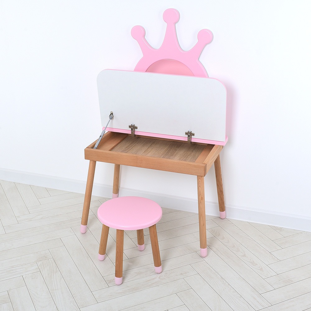 Комплект ARINWOOD Трюмо з боксом Принцеса  (столик + стільчик) Рожевий 03-01PINK-BOX