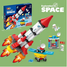 Конструктор JDLT 5455 (8шт) космическая ракета, луноход, база, фигурки,126дет,в кор-ке,55-42-10см