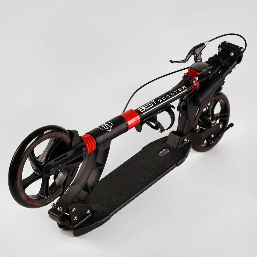 Самокат Акція двоколісний "Best Scooter" D-64585, гумовий килимок, фара, переднє колесо PU 230 мм, заднє колесо 200 мм, 2 амортизатори, дискове гальмо