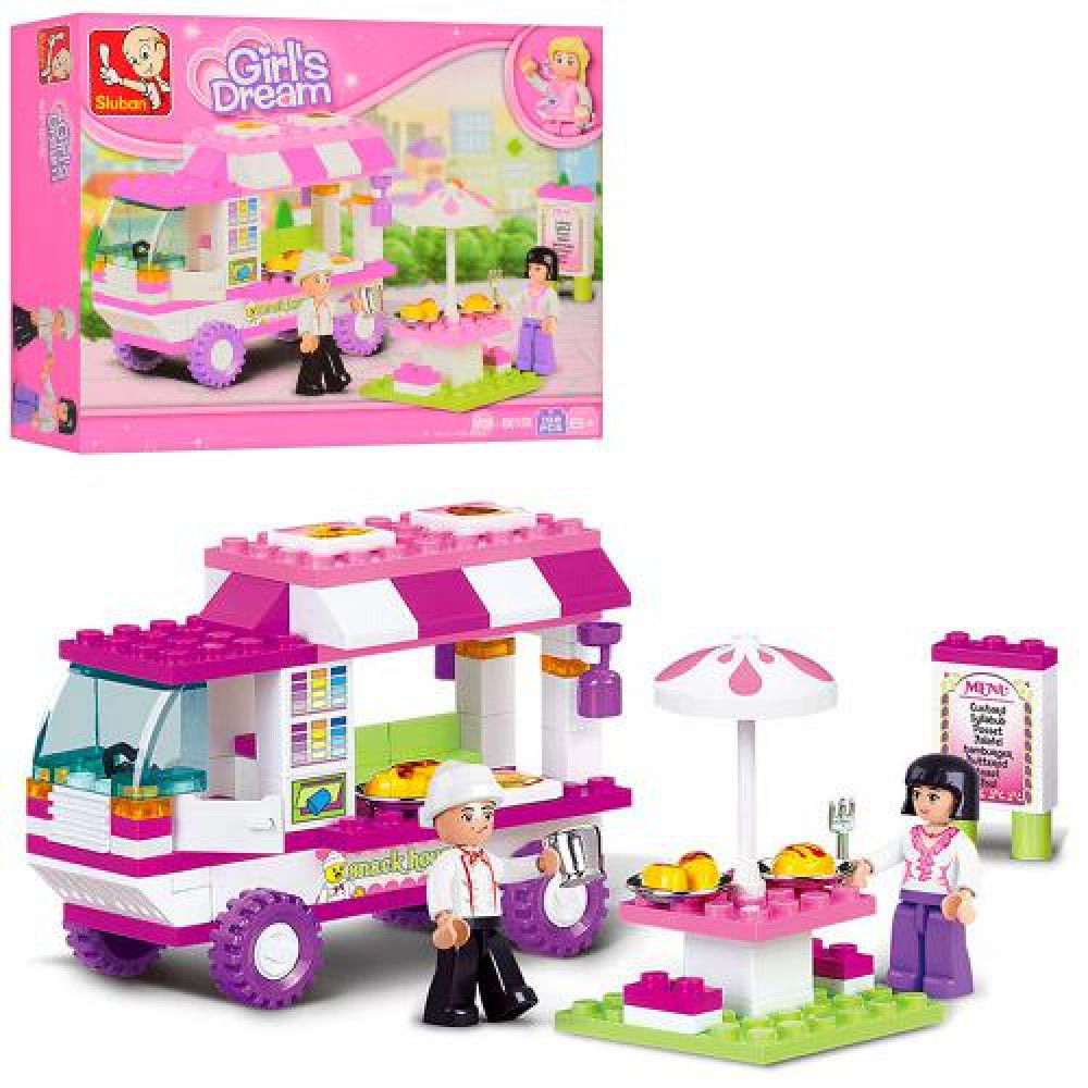 Конструктор SLUBAN M38-B0155 (72шт)  кафе на колесах, фігурки, 102 дет,в кор-ці, 19-14-4,5 см