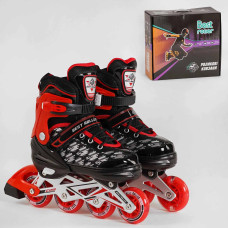 Ролики 62302-М Best Roller, розмір 35-38, червоні, колеса PU, переднє колесо світиться, d коліс – 6.5 см, в коробці