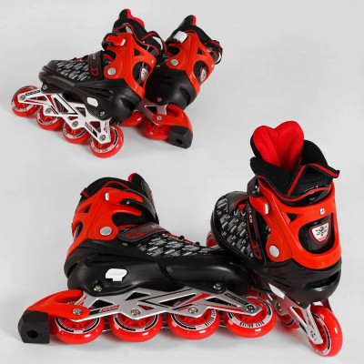 Ролики 62302-М Best Roller, розмір 35-38, червоні, колеса PU, переднє колесо світиться, d коліс – 6.5 см, в коробці