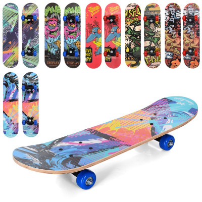 Скейт МS 0323-5 60-15см, пласт.підвіска, колесаПВХ, підшип.608ZZ, 7шарів, 6видів, розібр, в кул.