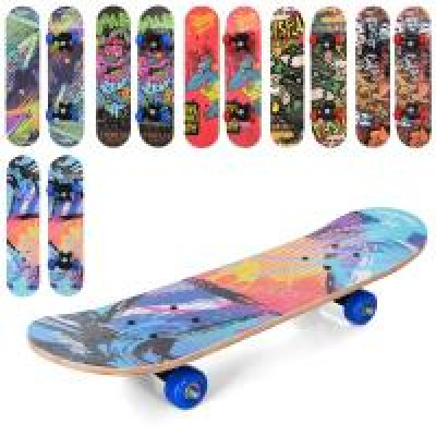 Скейт МS 0323-5 60-15см, пласт.підвіска, колесаПВХ, підшип.608ZZ, 7шарів, 6видів, розібр, в кул.