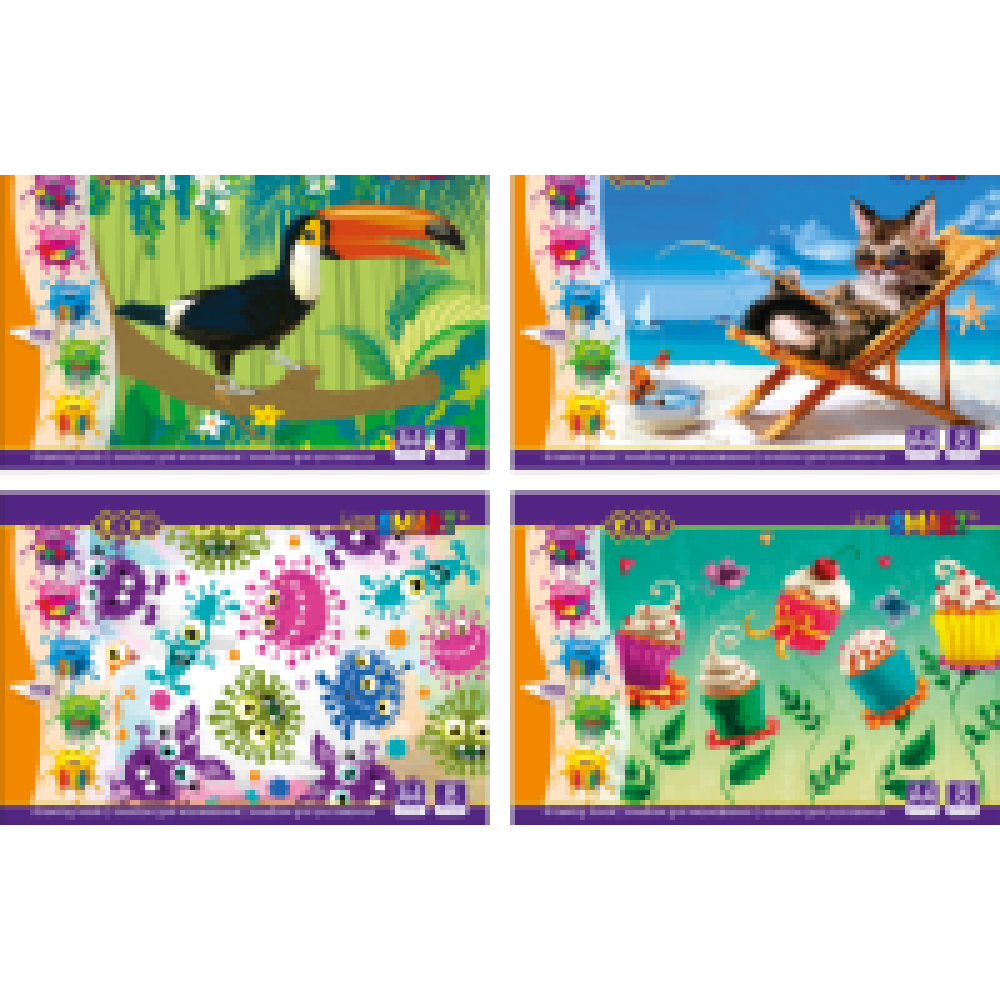 Альбом для малювання, А4, 8 аркушів, 100 г/м2, на скобі, SMART Line