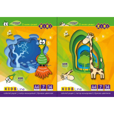 Папір кольоровий, А4, 14 аркушів, 7 кольорів, KIDS Line