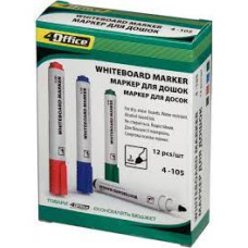 маркер д/дошок, 1-3мм, кругл.вістр., спирт.основа, зелен, 4-105, 4Office