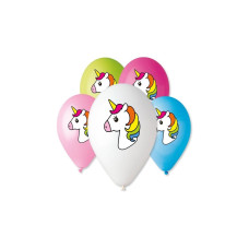 Куля латексна Gemar з печаткою "Голова єдиноріжок(новий)" пастель 13'.100in