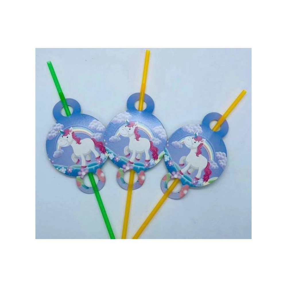 Трубочки "Єдиноріг" веселка,10шт
