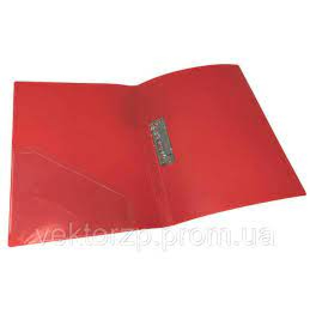 папка з притиском+кишеня, А4,  500 мкн, черв, PP, 4-221-01, 4OFFICE