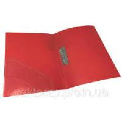папка з притиском+кишеня, А4,  500 мкн, черв, PP, 4-221-01, 4OFFICE