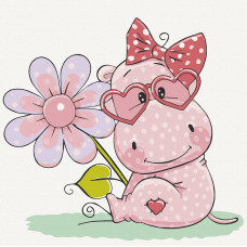 Набір для розпису "Бегемотик з квіткою" 30×30 см 15539-AC