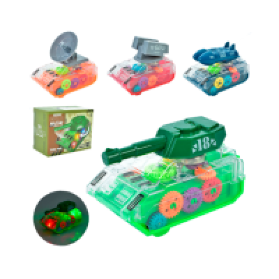 Танк SR878-13 (60шт) інерц, 12см, шестерні, світло, рухливі деталі, 4 види, на бат(табл), в кор-ці, 13-10,5-7,5см