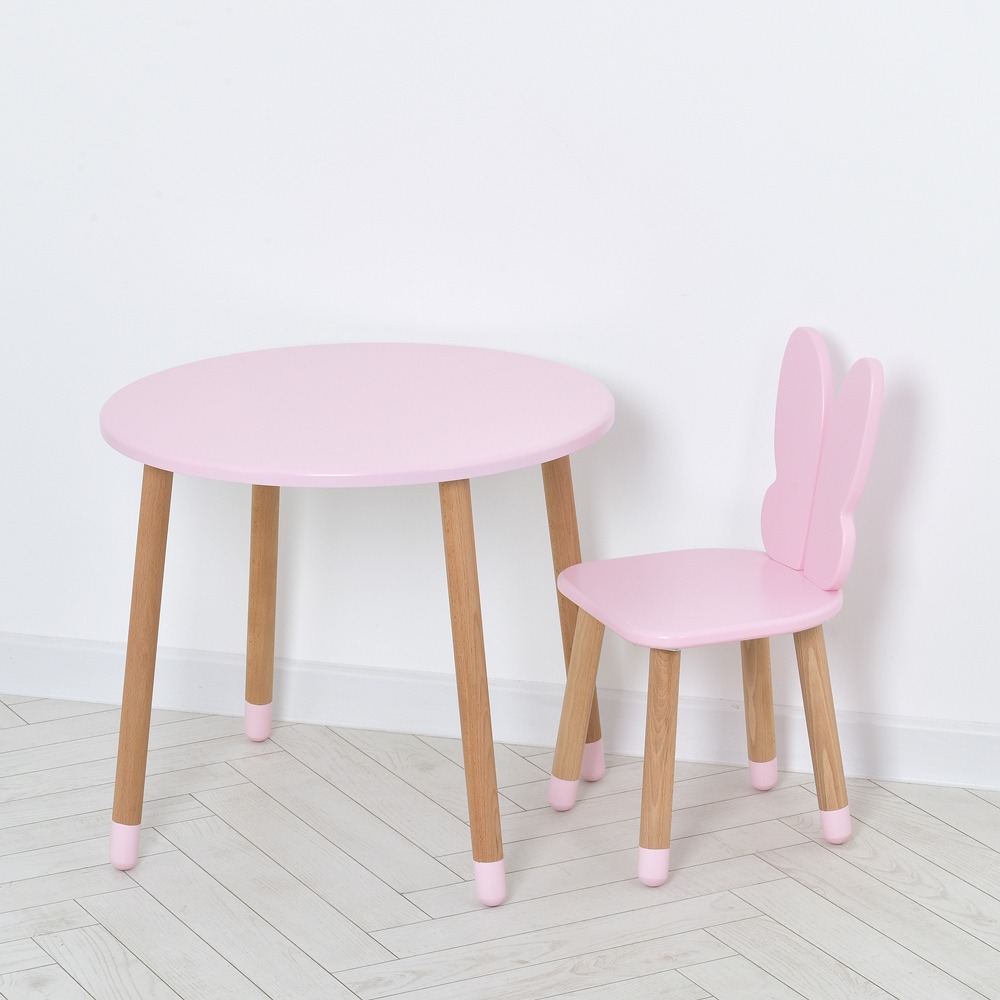 Комплект ARINWOOD Метелик Круглий стіл 600 мм Рожевий (столик + стілець) 05-025R-ROUND
