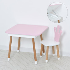Комплект ARINWOOD Принцеса Box Рожево-білий (столик з ящиком + стілець) 06-025R-BOX