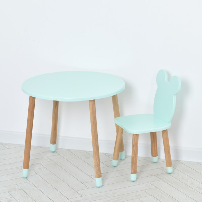 Комплект ARINWOOD Ведмедик Круглий столик 600 мм Бірюзовий (столик + стілець) 07-025B-ROUND