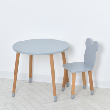 Комплект ARINWOOD Ведмедик Круглий столик 600 мм Сірий (столик + стілець) 07-025G-ROUND