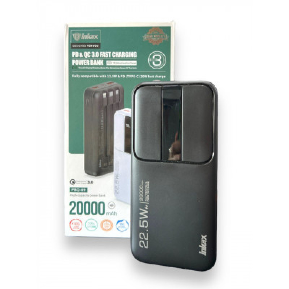 Порт. ак.- повербанк Power Bank INKAX PBQ-09 на 20000mAh (22,5W) швидка зарядка три шнура індикація заряду .