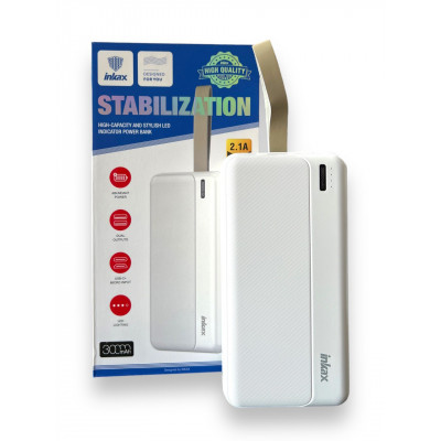 Порт. ак.- повербанк Power Bank INKAX PB-03A на 30000mAh (2,1A) (2 виходи)