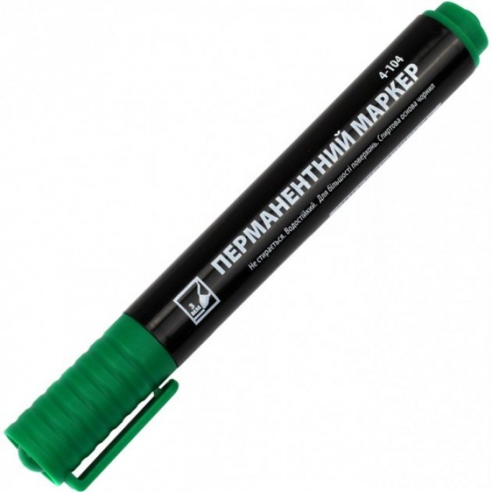 маркер перман., 1-3мм, зелен., 4-104, 4Office