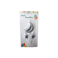 Свічки для торта набір місяць і зірки срібло