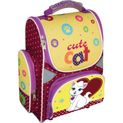 Ранець шкільний "Cute Cat", 34×26×12 см, трансформер, ортопедична спинка, COOLFORSCHOOL