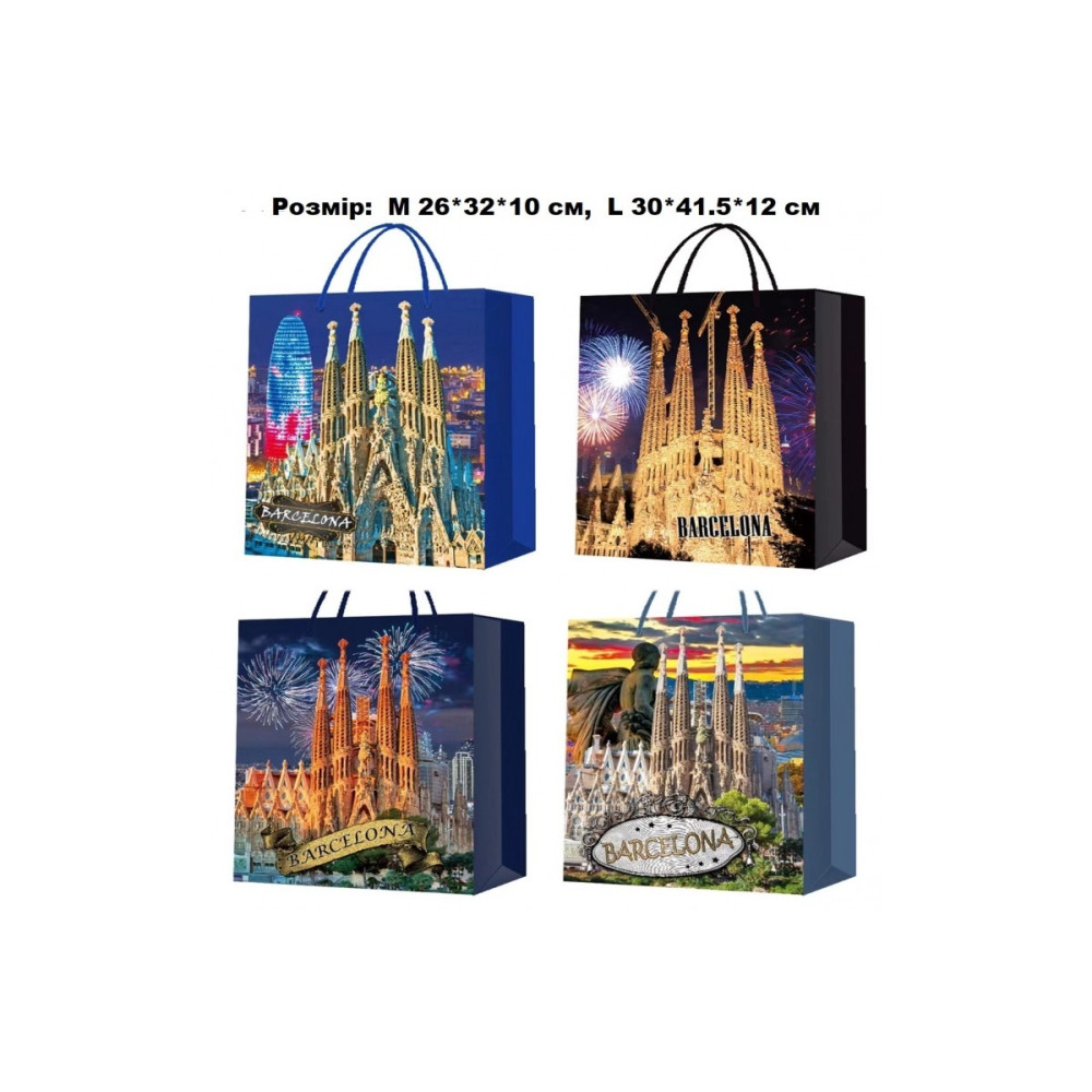 Пакет подарунковий великий (30×41,5×12 см) "Барселона" (12 шт) 14264P