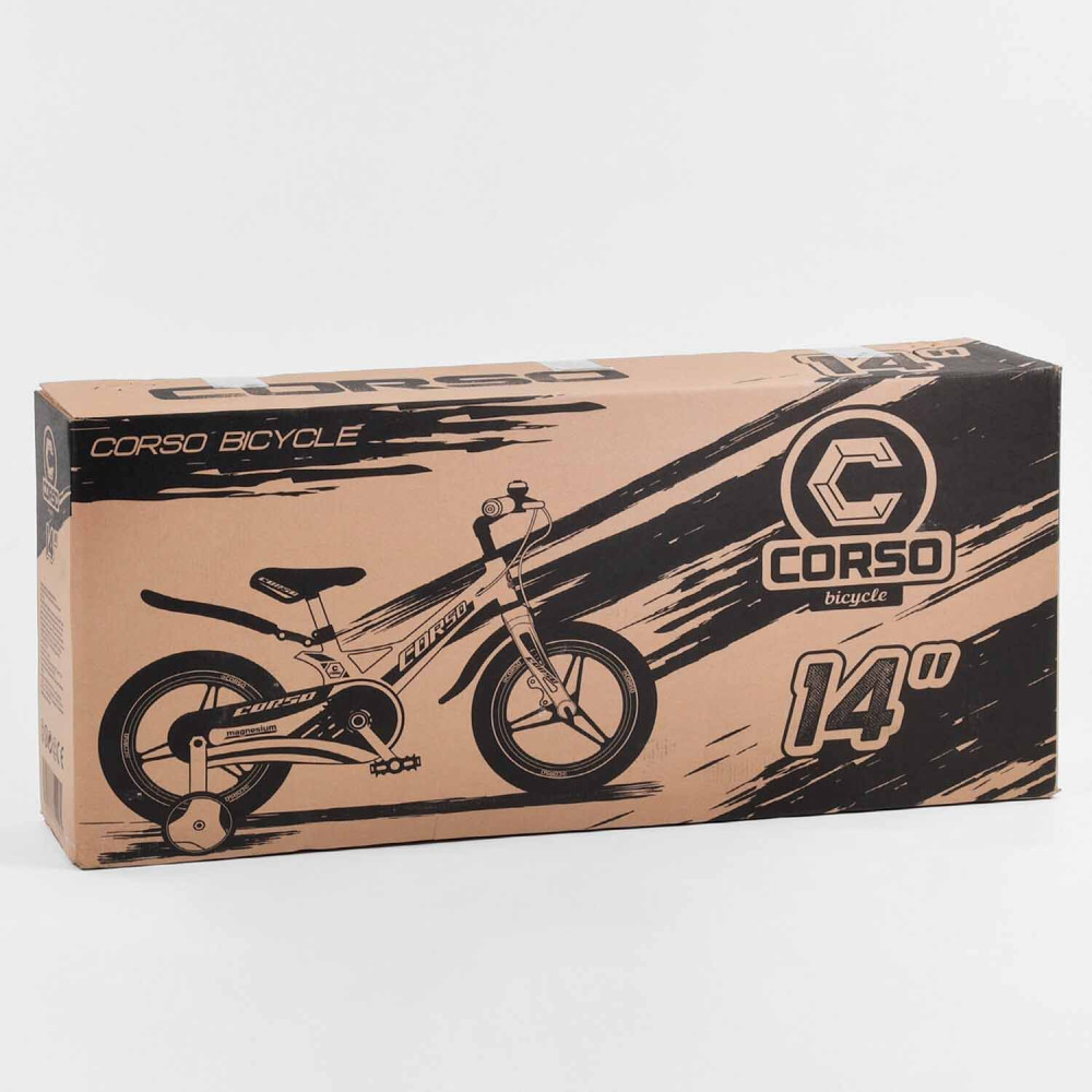 Велосипед 14" дюймів 2-х колісний "CORSO" MG-04064, магн рама, литі диски, диск гальма