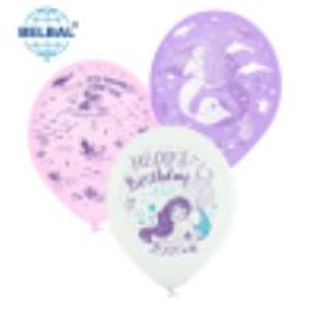 Латексні кульки Belbal Русалонька, фіолетовий, білий, рожевий, кристал 30 см 12" (25 шт.)