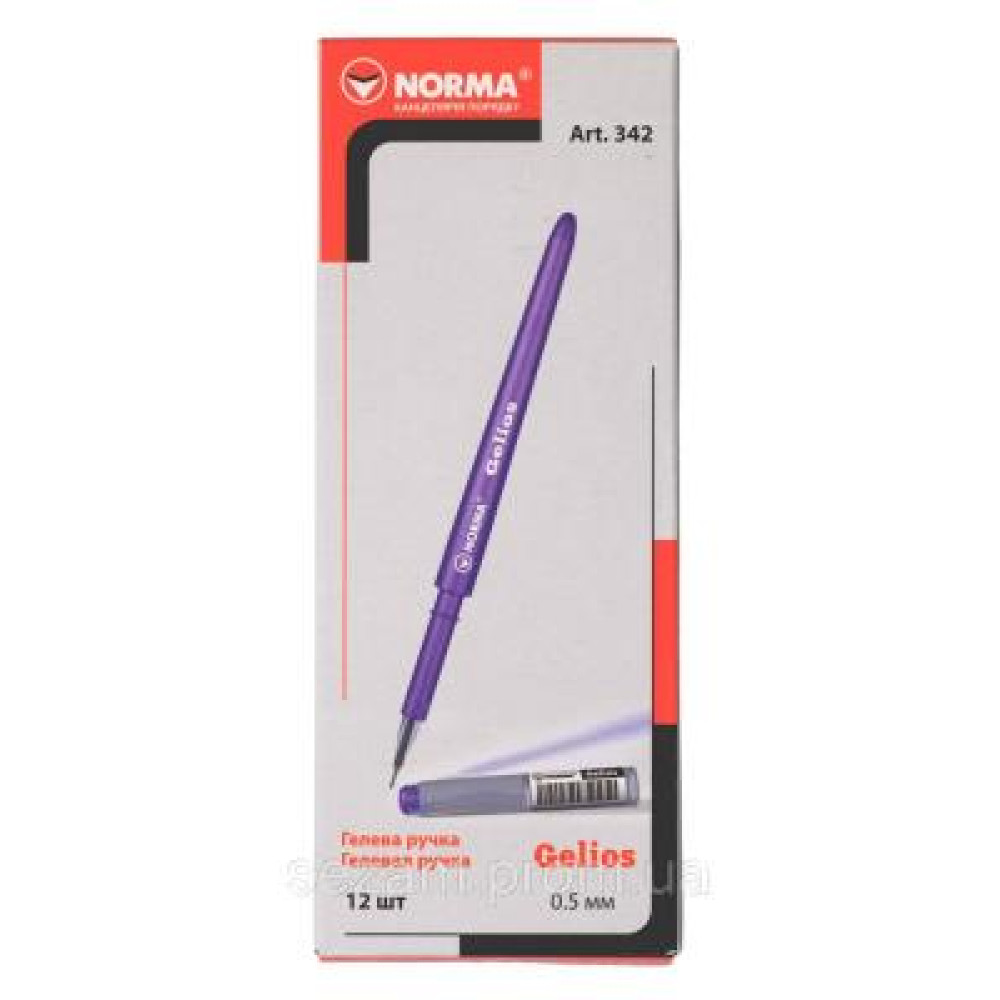 ручка гелева, 0.5мм, фіолет., Gelios, 342, NORMA