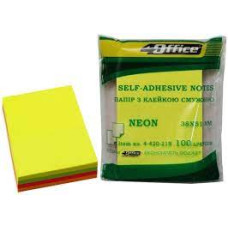 папір.кл., 38х51мм, 100арк, неон мікс 4кол.*25арк., 4-420-21N, 4Office
