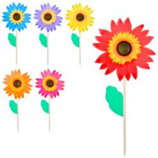 Вітрячок МR 1223 (80шт) вертушка, квітка, діам.30см, паличка50см(дерев'яна), 6кольорів, в пакеті, 30-30-2смьорів, в пакеті