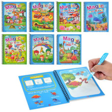 Книжка для малювання 80843-6-9-0-75-77-78 (210шт) водою, на спіралі,картон, маркер, 7видів, у кул., 18-25-1см