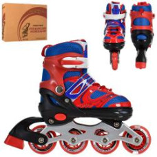 Ролики A 4145-S-R (31-34) (1шт) розсув,шнур+бакля,ал.рама,колПУ64мм-1світло,ст18,5см,червон.,кор.34-27-10см