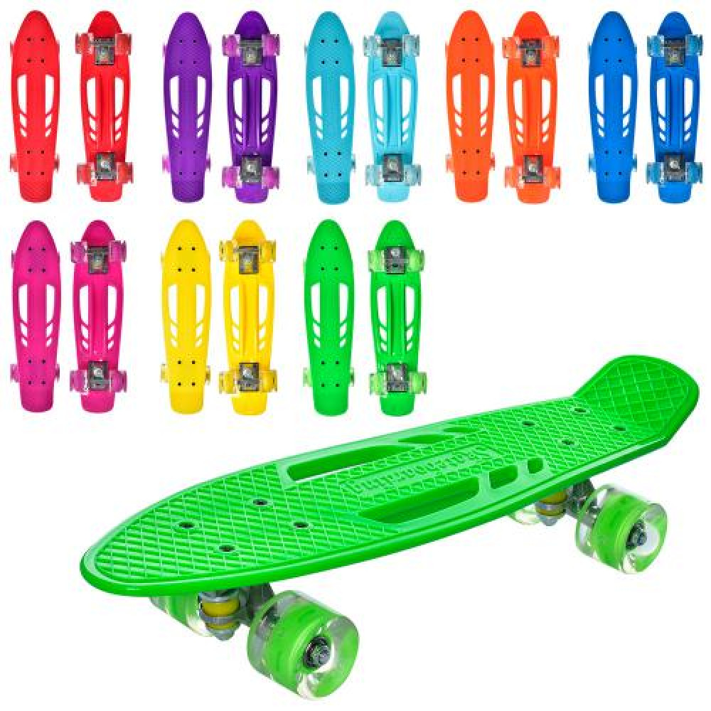 Скейт MS 0459-1 (8шт) пенні, 56-14см алюм.підвіска, колеса ПУ світло, 8 кольорів, в кул.