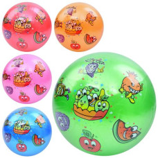 М'яч дитячий MS 3752 (120шт) 9 дюймів, ПВХ, 70г, фрукти, 1вид / 5кольорів, упаковка 10шт в пакеті