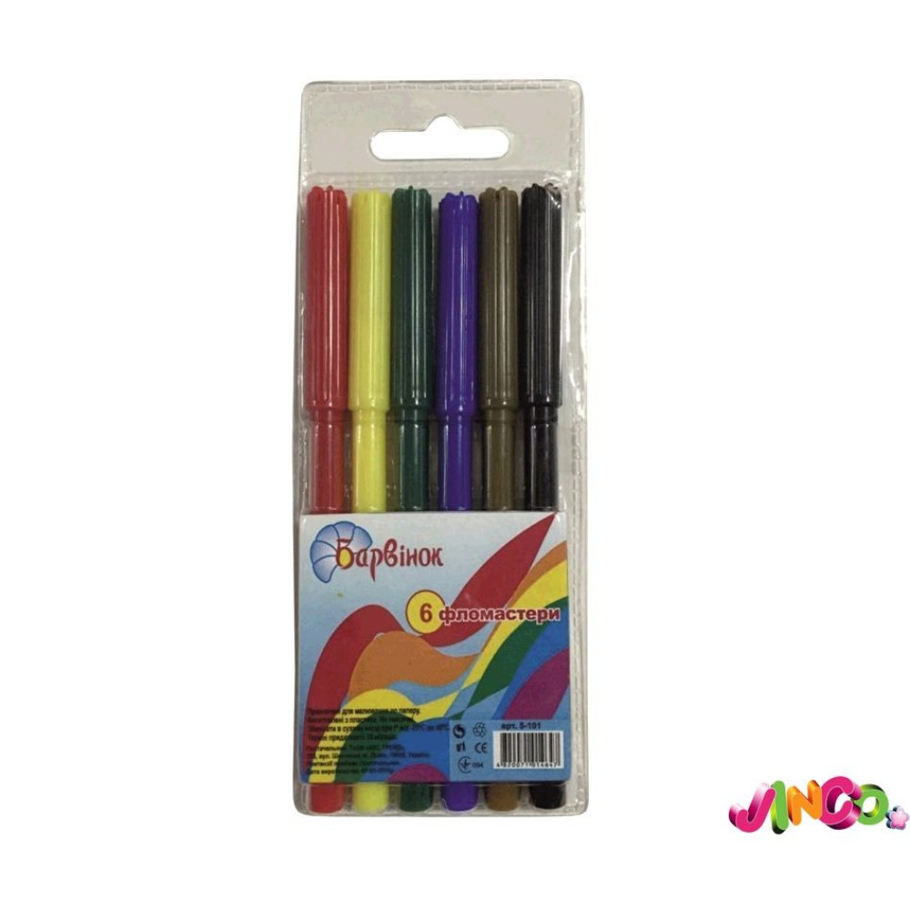 Фломастери "Веселка" , 6 кол., 5-101, БАРВ