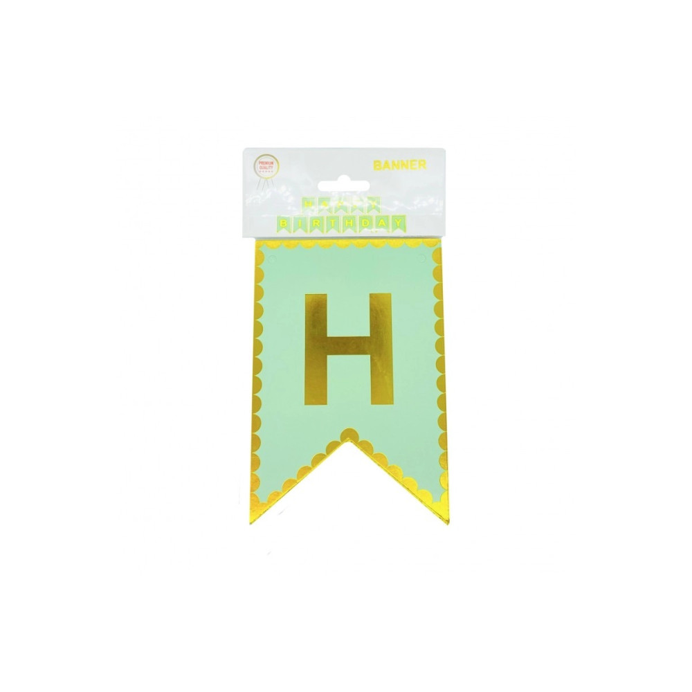 Вивіска маленька "Happy Birthday" - салатова 10,5×15 см 11929