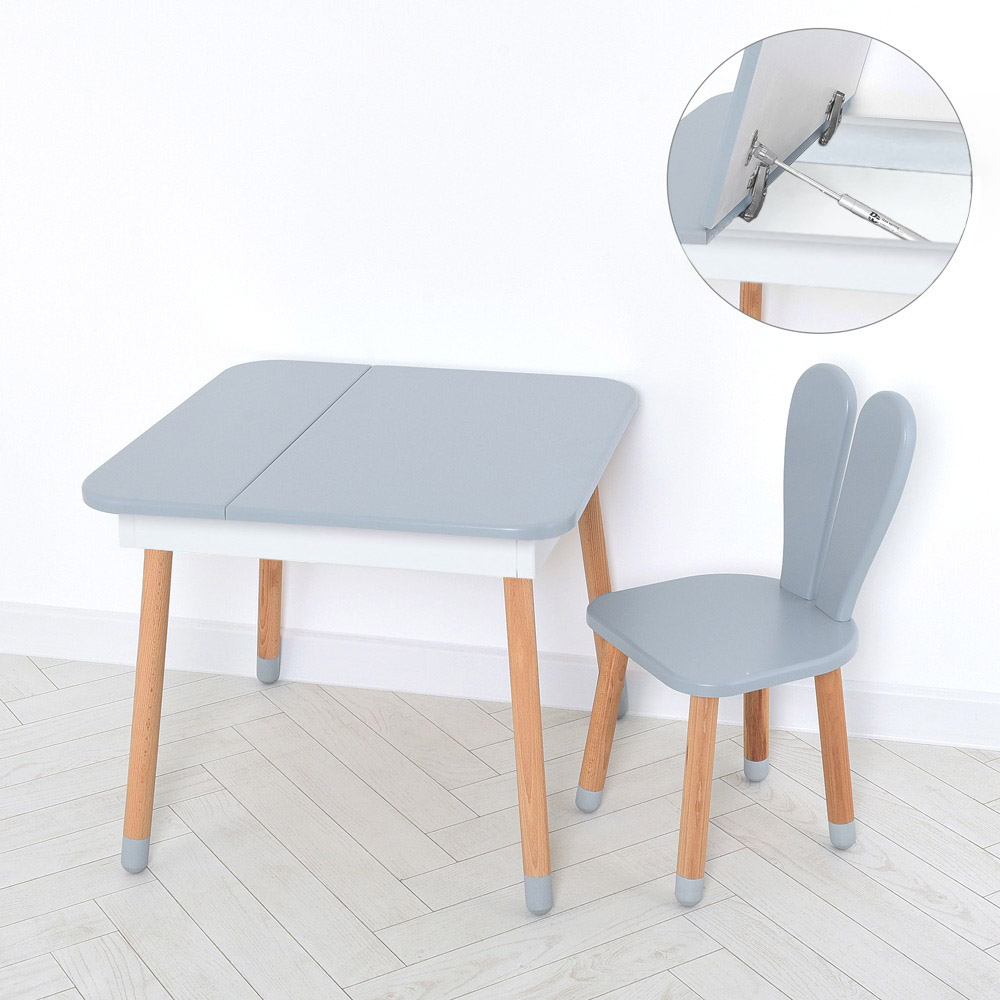 Комплект ARINWOOD Зайчик Desk з ящиком Сірий (столик + стілець) 4-025GREY-DESK
