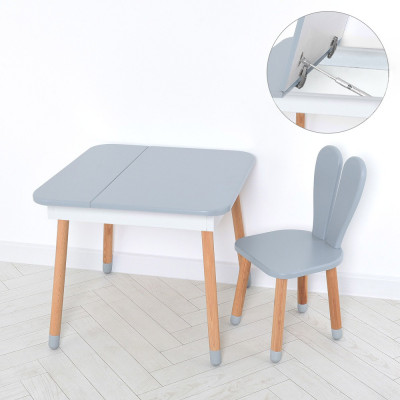 Комплект ARINWOOD Зайчик Desk з ящиком Сірий (столик + стілець) 4-025GREY-DESK