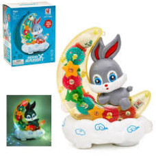 Музична іграшка YJ-3043 (18шт) кролик на місяці 20см, шестерні, танцює, музика, світло, на бат-ці, в кор-ці, 20-16-10см