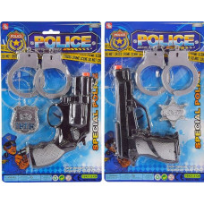 Поліцейський набір арт. 2323-5 (168шт / 2) 2 види, Іграшка пістолет, значок, наручники, на планшетці 29 * 19см